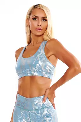 Ariel Snakeskin Fitness Bra - Blue