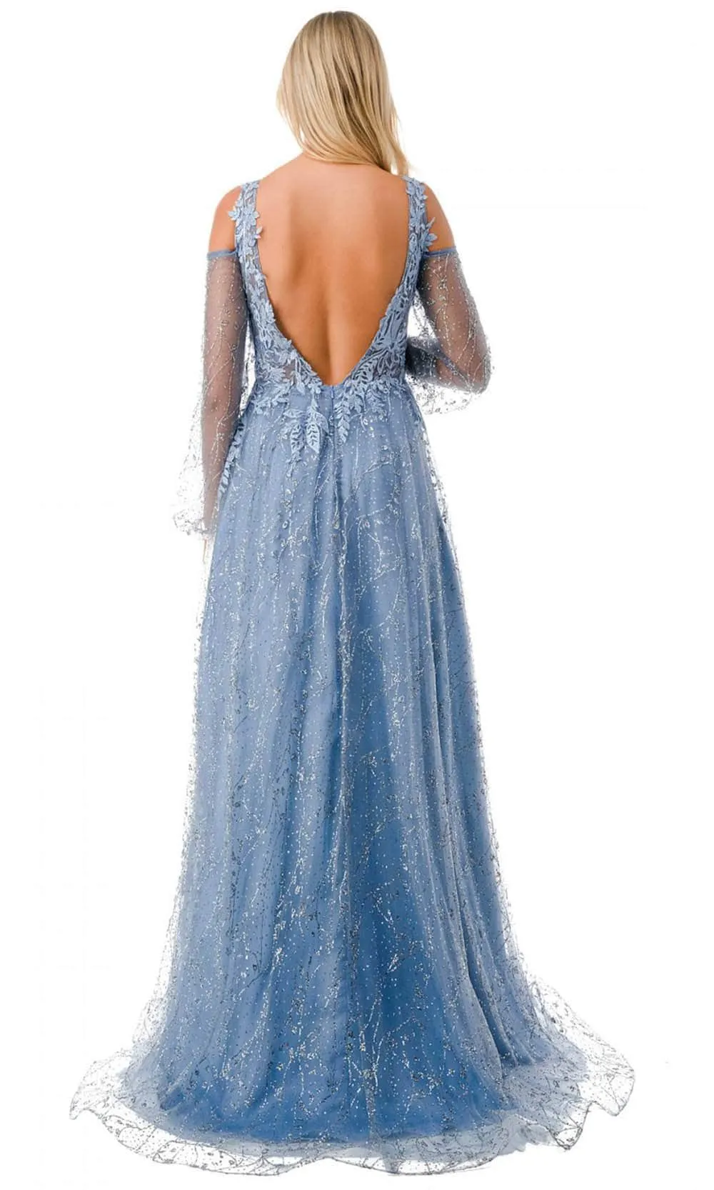 Aspeed Design L2772T - Cold Shoulder Rhinestone Embellished Evening Gown