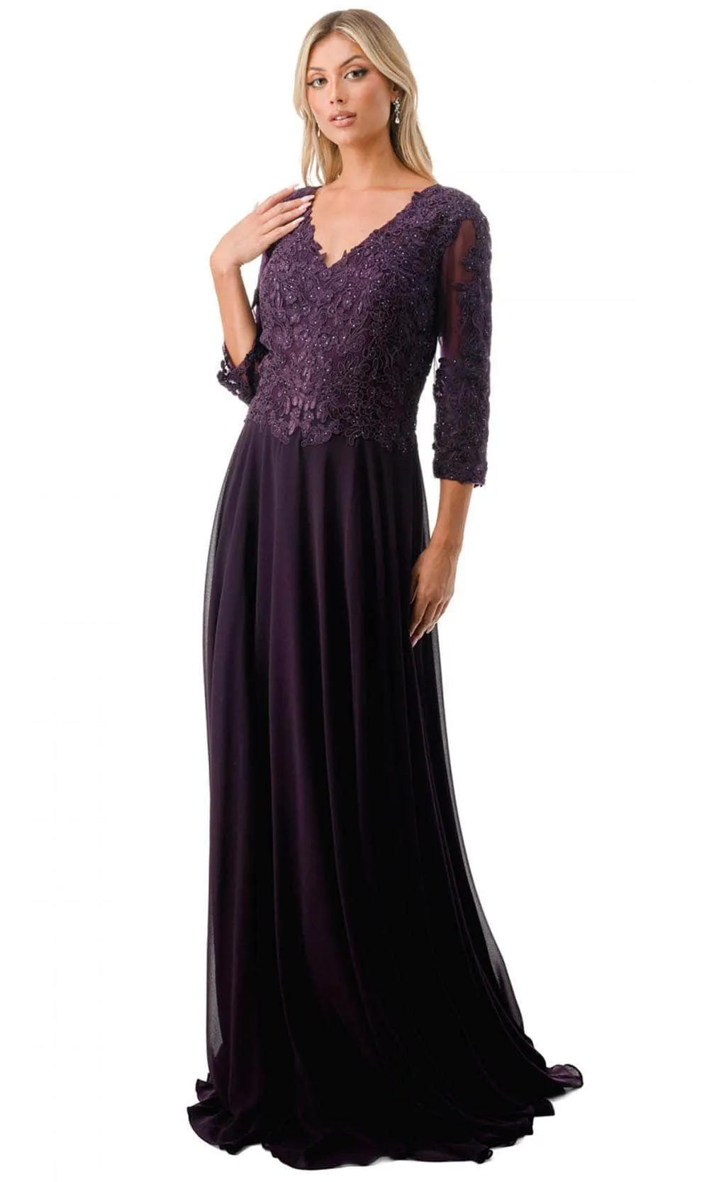 Aspeed Design M2758Q - Beaded V-Neck Evening Gown