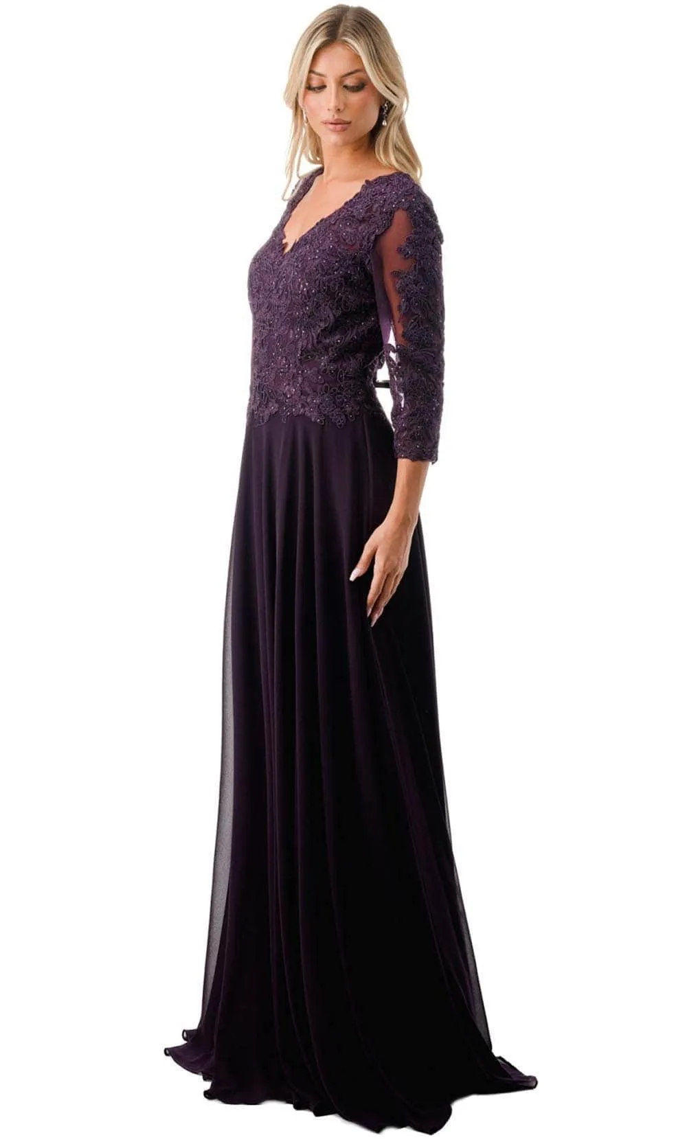 Aspeed Design M2758Q - Beaded V-Neck Evening Gown