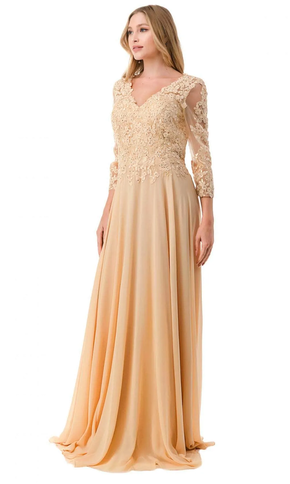 Aspeed Design M2758Q - Beaded V-Neck Evening Gown