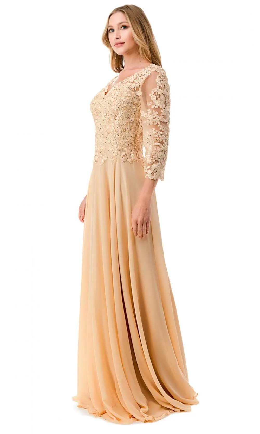 Aspeed Design M2758Q - Beaded V-Neck Evening Gown