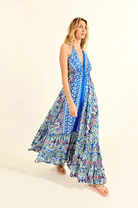 Athena Paisley Tie Neck Dress