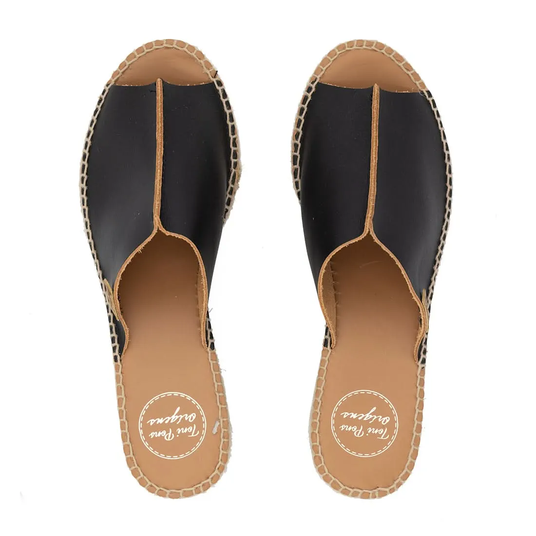 Basic Open Toe Leather Sandal Espadrille for Women - Ivonne