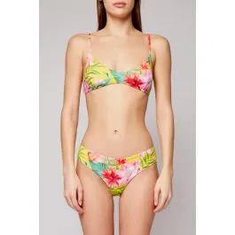 Bikini a fascia con stampa tropicale donna Giallo