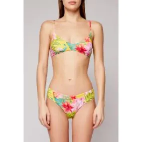 Bikini a fascia con stampa tropicale donna Giallo