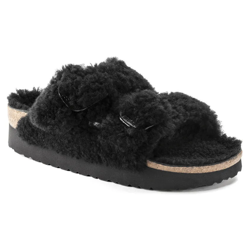 Birkenstock Arizona Big Buckle Shearling Sandal in Teddy Black