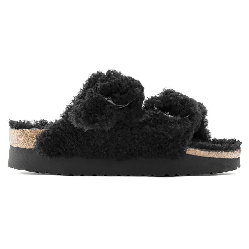 Birkenstock Arizona Big Buckle Shearling Sandal in Teddy Black