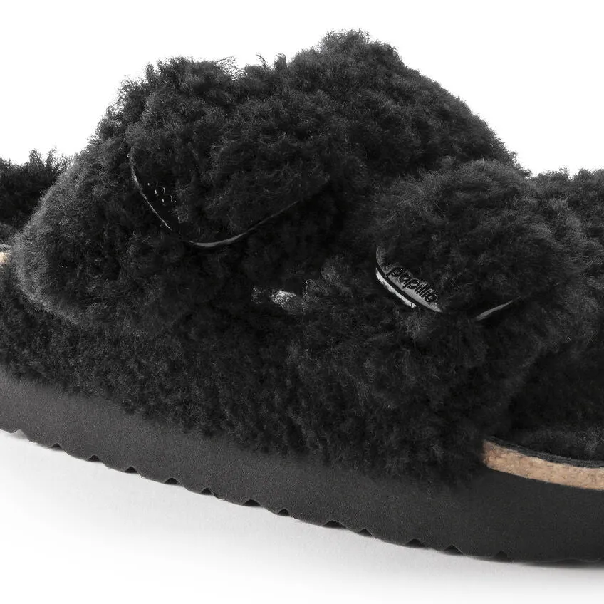 Birkenstock Arizona Big Buckle Shearling Sandal in Teddy Black