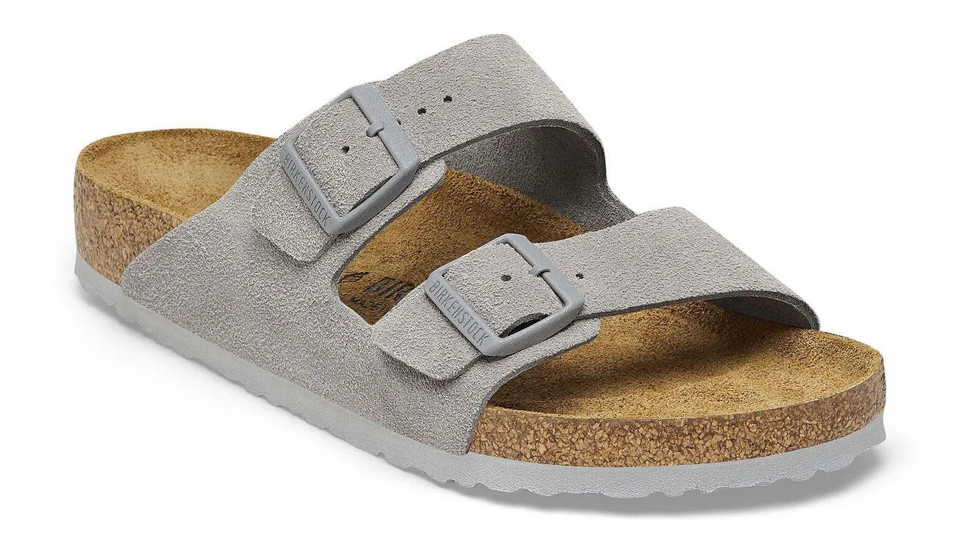 Birkenstock Arizona Suede Leather Narrow Fit Stone Coin