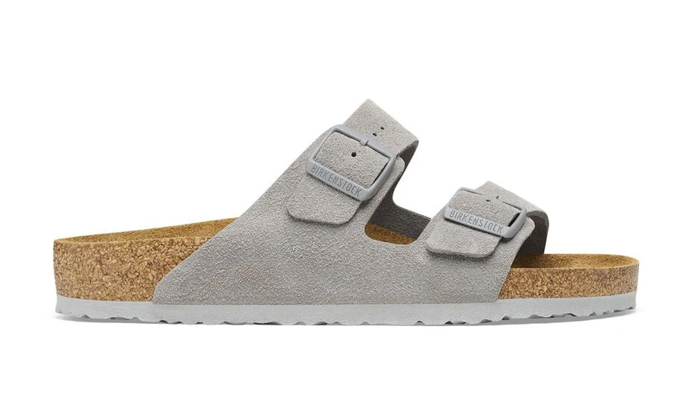 Birkenstock Arizona Suede Leather Narrow Fit Stone Coin