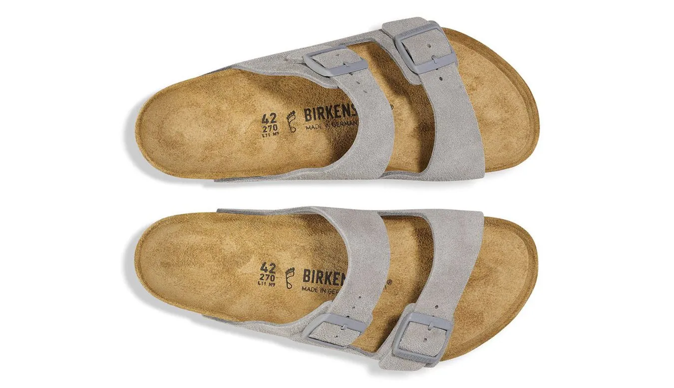 Birkenstock Arizona Suede Leather Narrow Fit Stone Coin