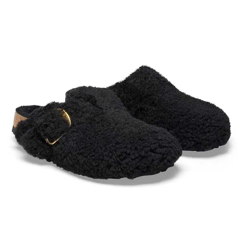 Birkenstock Boston Big Buckle Shearling in Black Gold