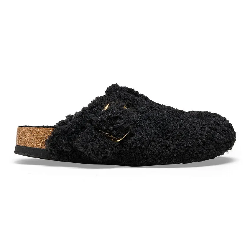 Birkenstock Boston Big Buckle Shearling in Black Gold