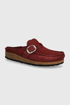 Birkenstock suede sliders Buckley LEVE women's maroon color 1027990