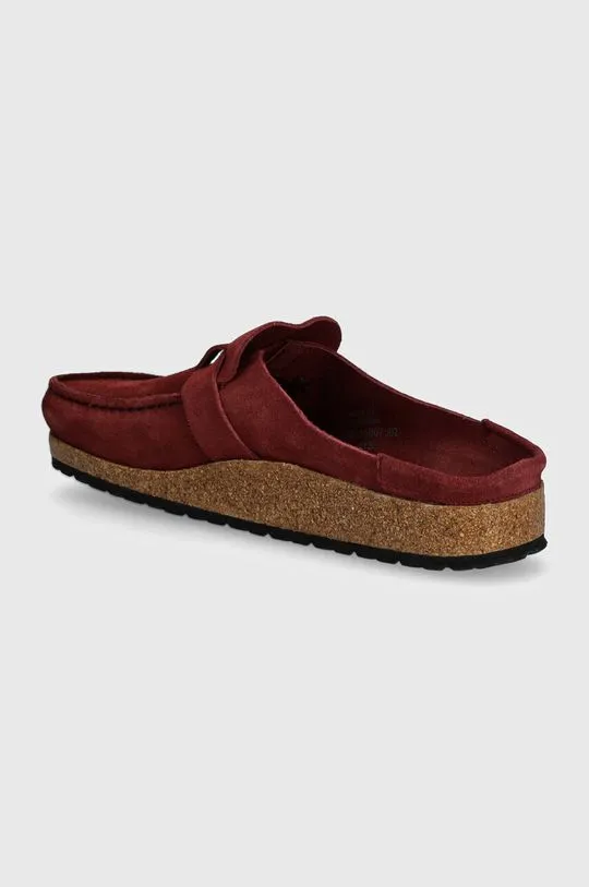 Birkenstock suede sliders Buckley LEVE women's maroon color 1027990