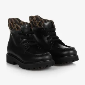 Black FF Leather Boots