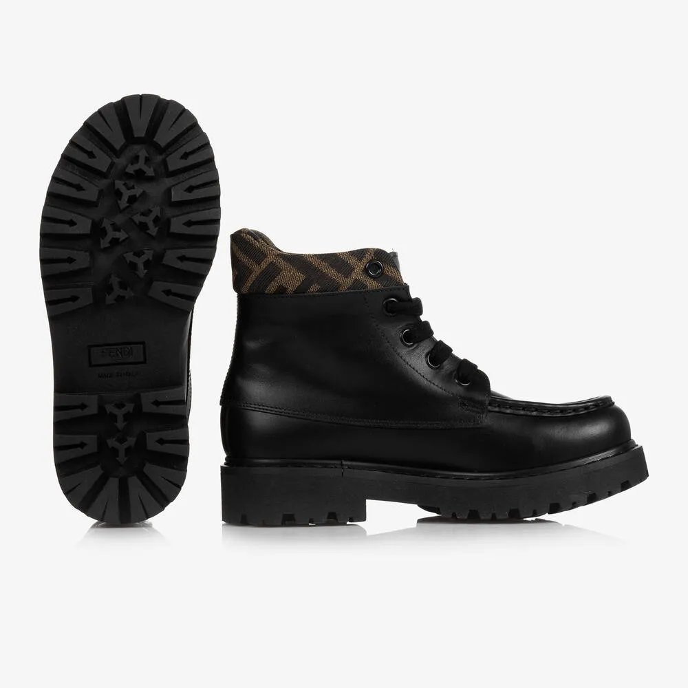 Black FF Leather Boots