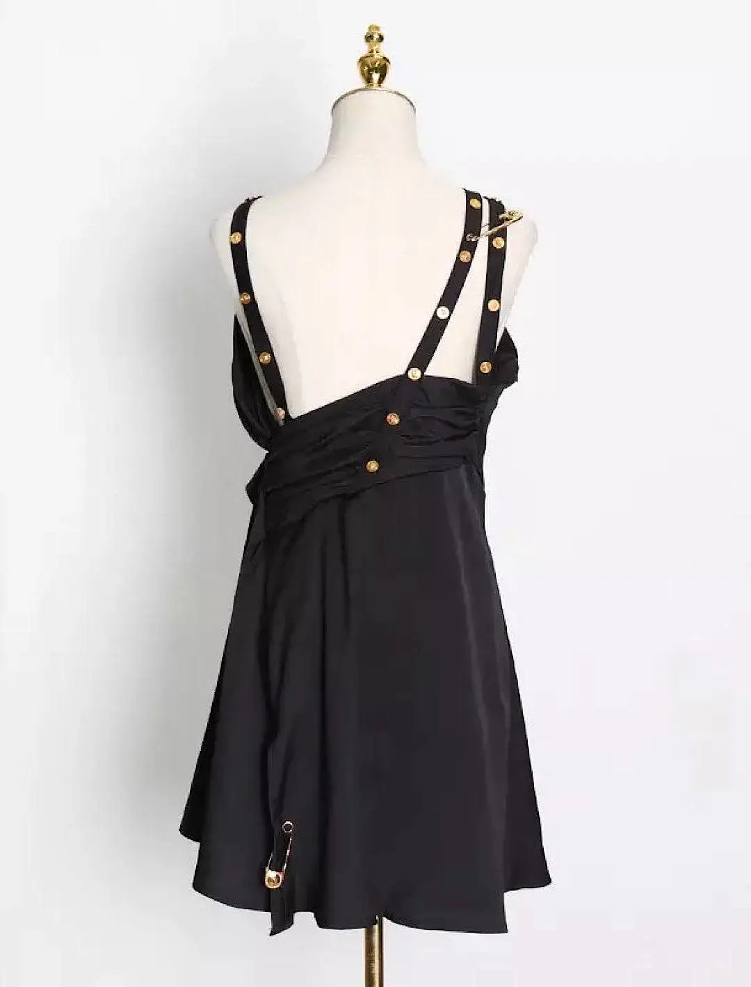 Black Gold Trim Asymmetrical Dress