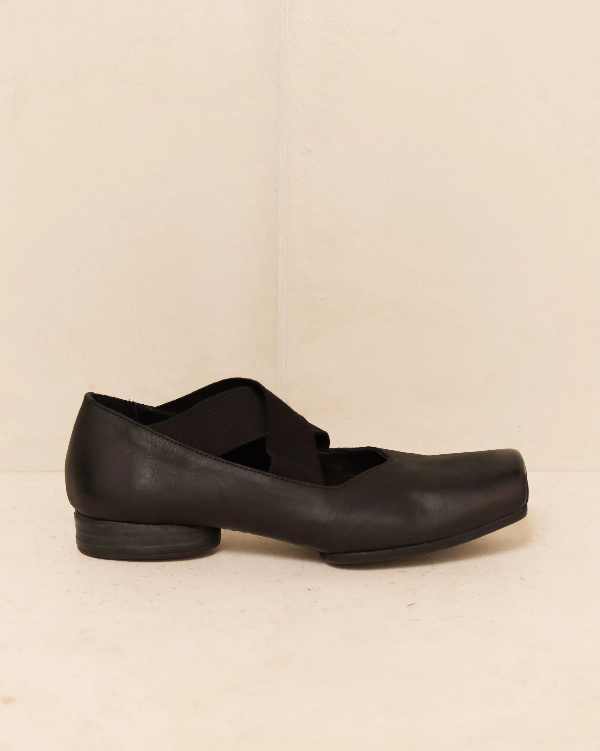 Black Leather Ballet Shoes