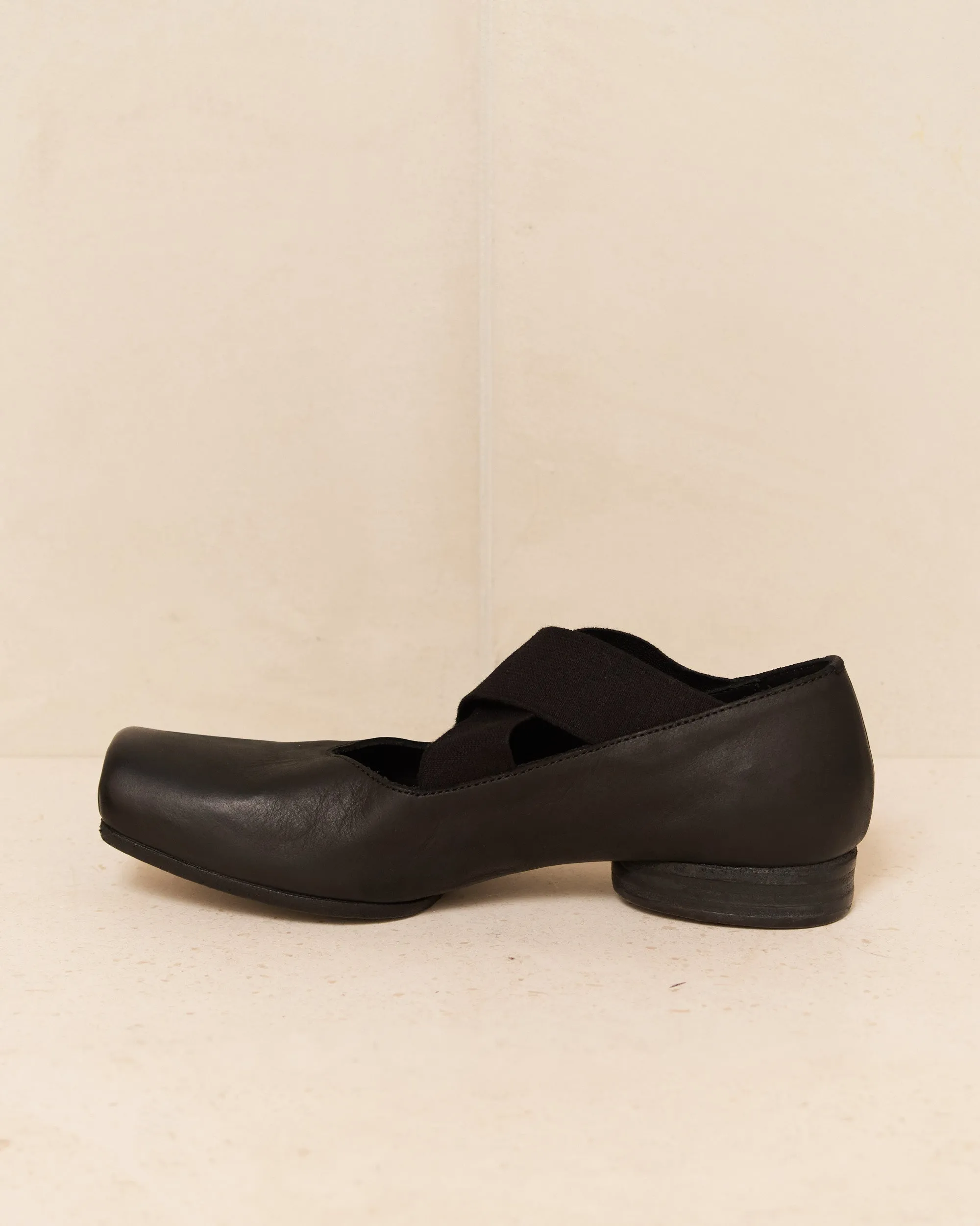 Black Leather Ballet Shoes