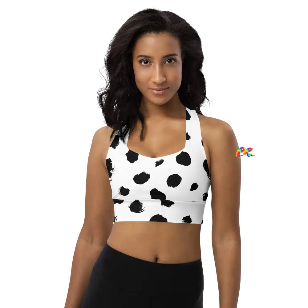 Black Spots Longline Sports Bra