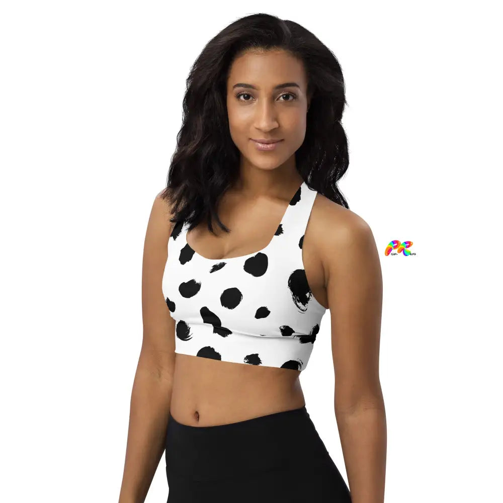 Black Spots Longline Sports Bra