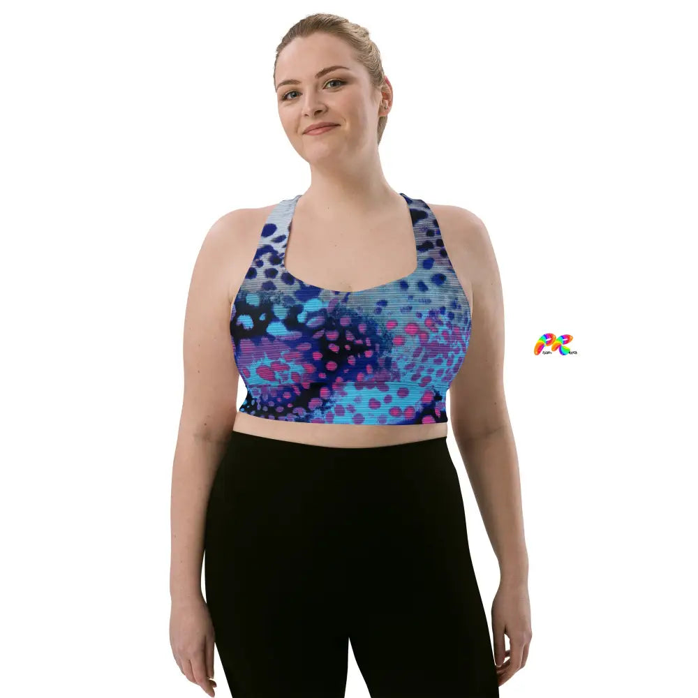 Blue Leopard Longline Sports Bra