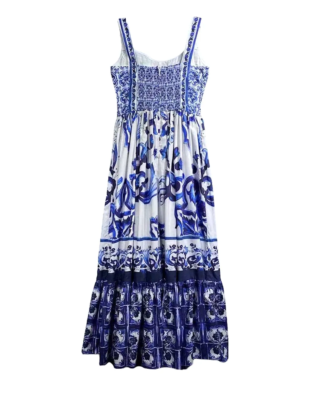 Blue Print Flowy Long Dress