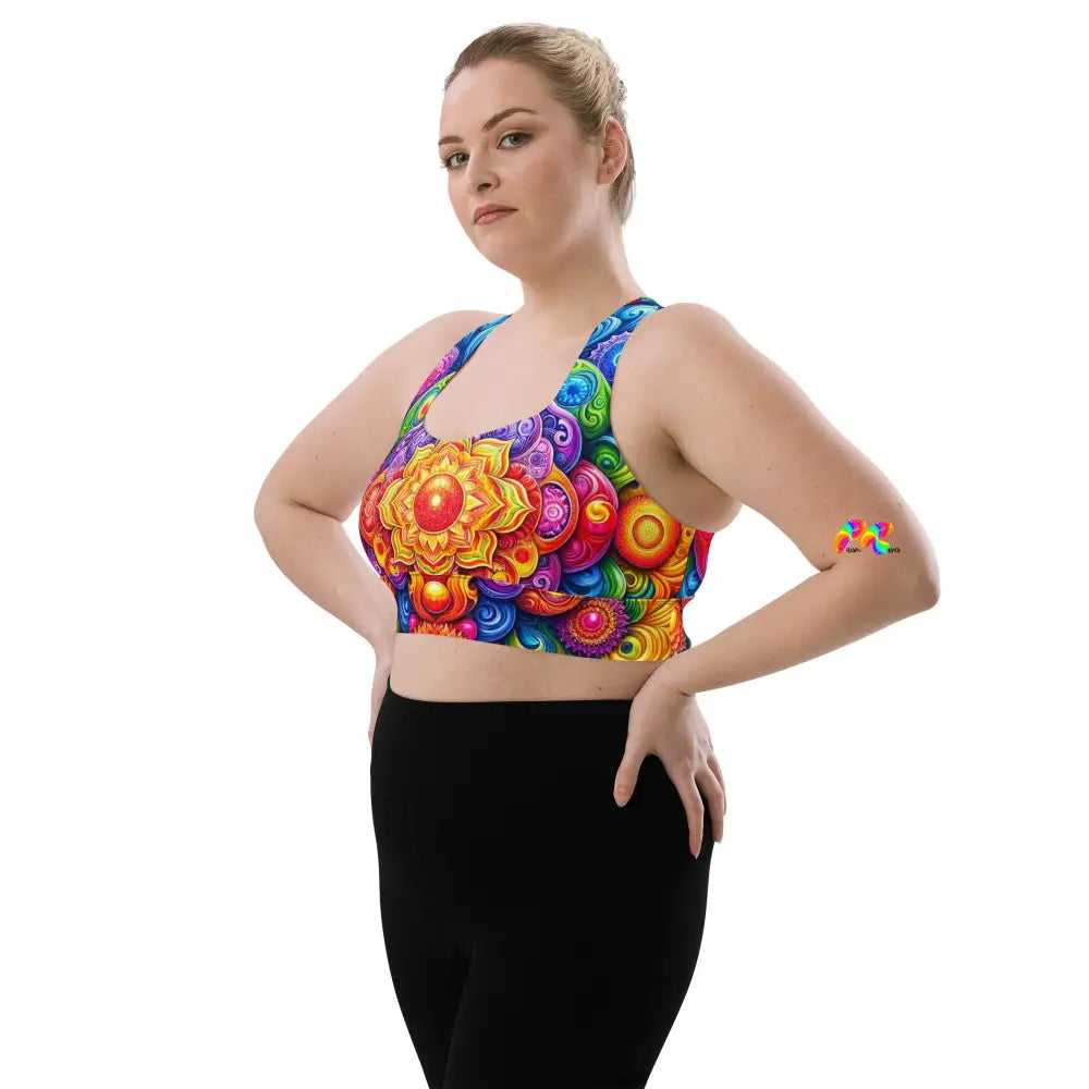 Bold Mandala Rave Longline Sports Bra