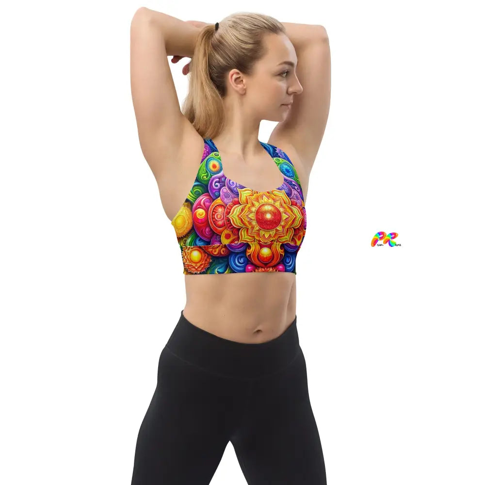 Bold Mandala Rave Longline Sports Bra