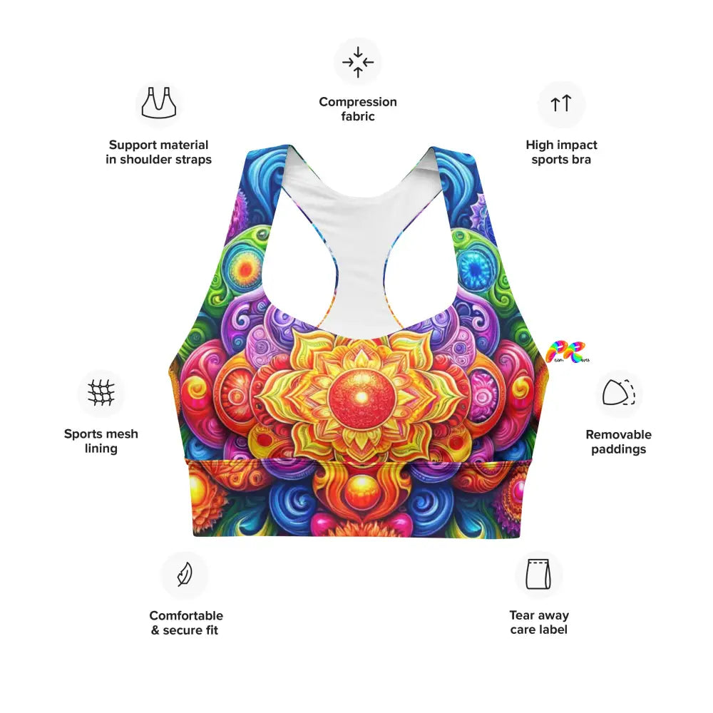 Bold Mandala Rave Longline Sports Bra