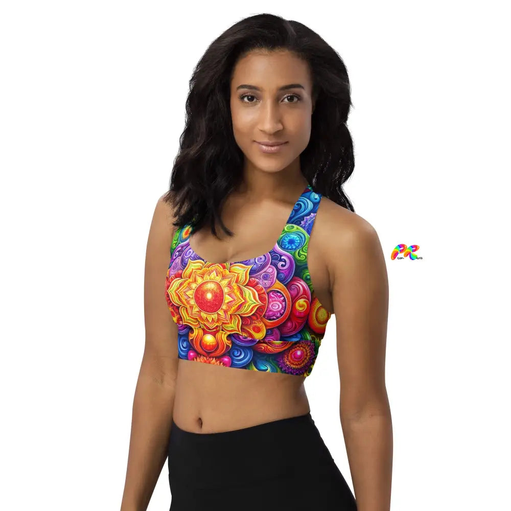 Bold Mandala Rave Longline Sports Bra