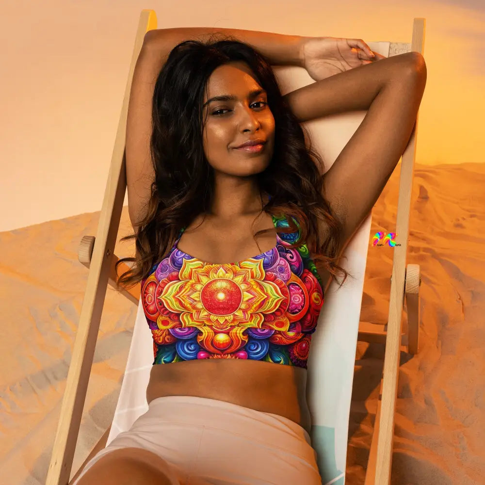 Bold Mandala Rave Longline Sports Bra