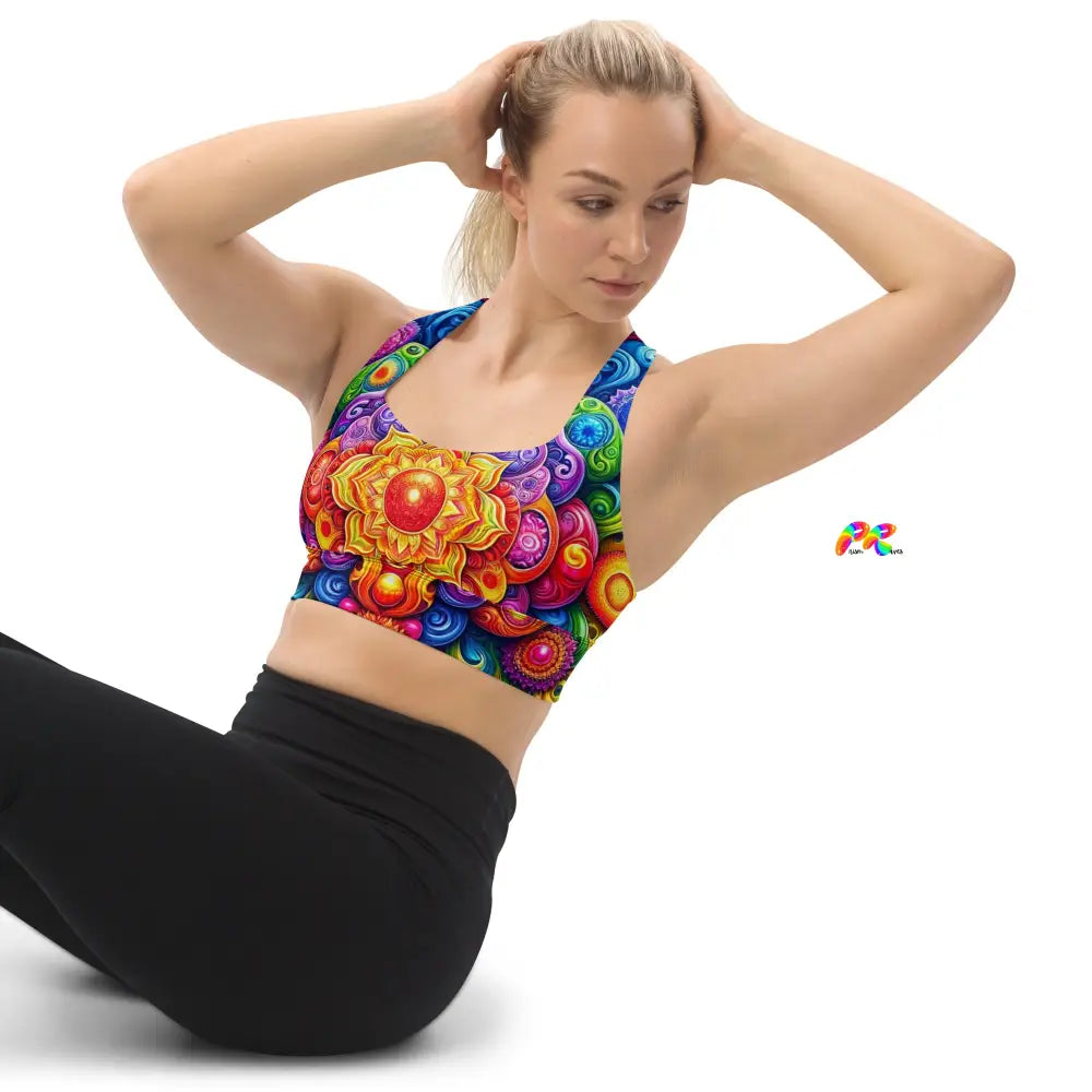 Bold Mandala Rave Longline Sports Bra