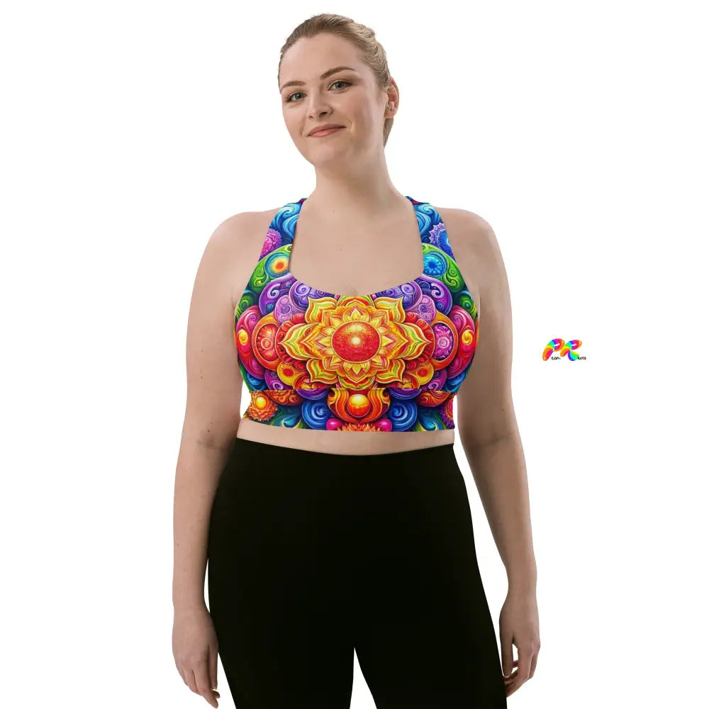 Bold Mandala Rave Longline Sports Bra