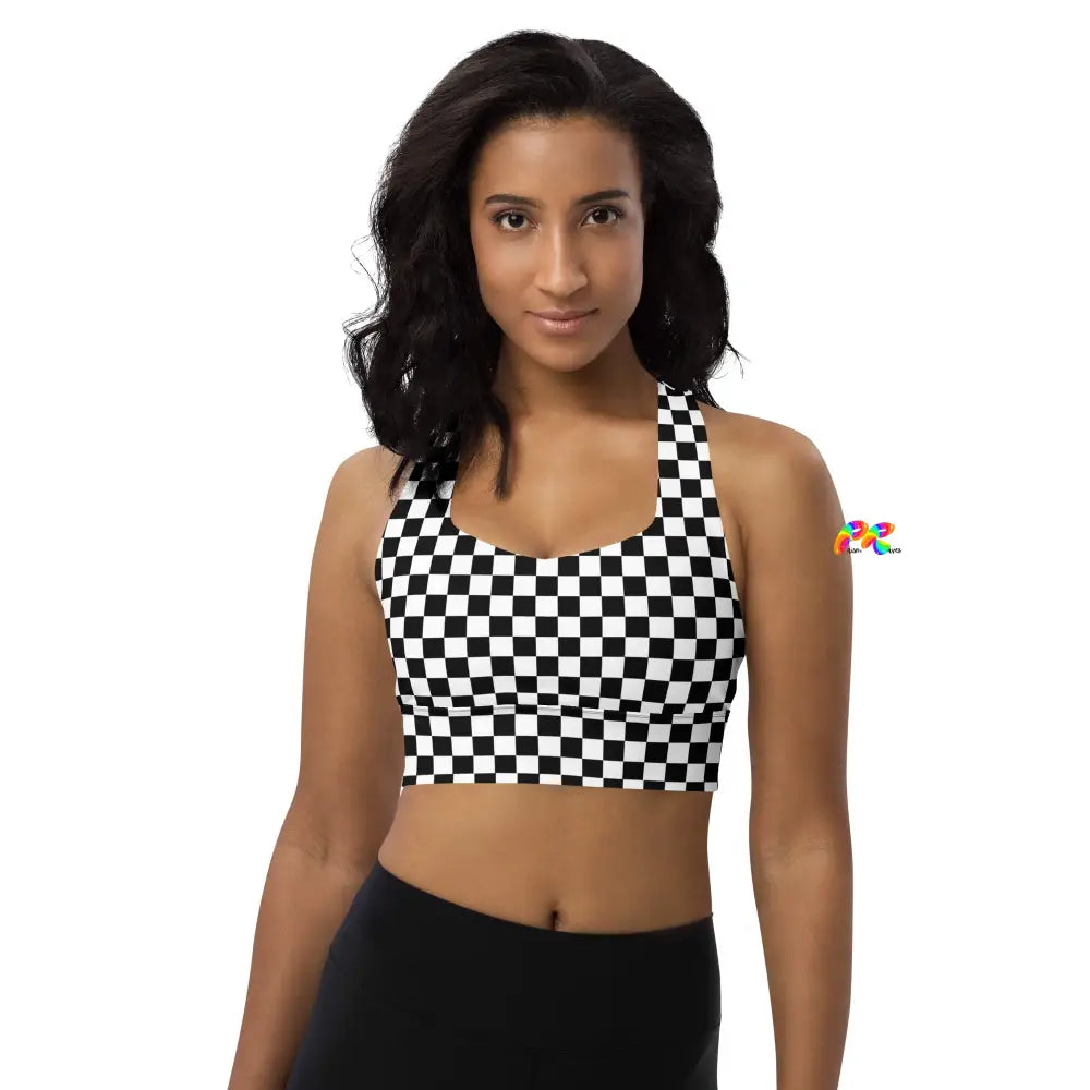 Checkered Longline Sports Bra