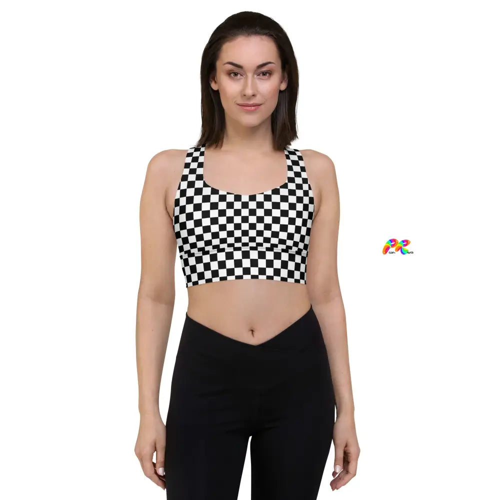 Checkered Longline Sports Bra