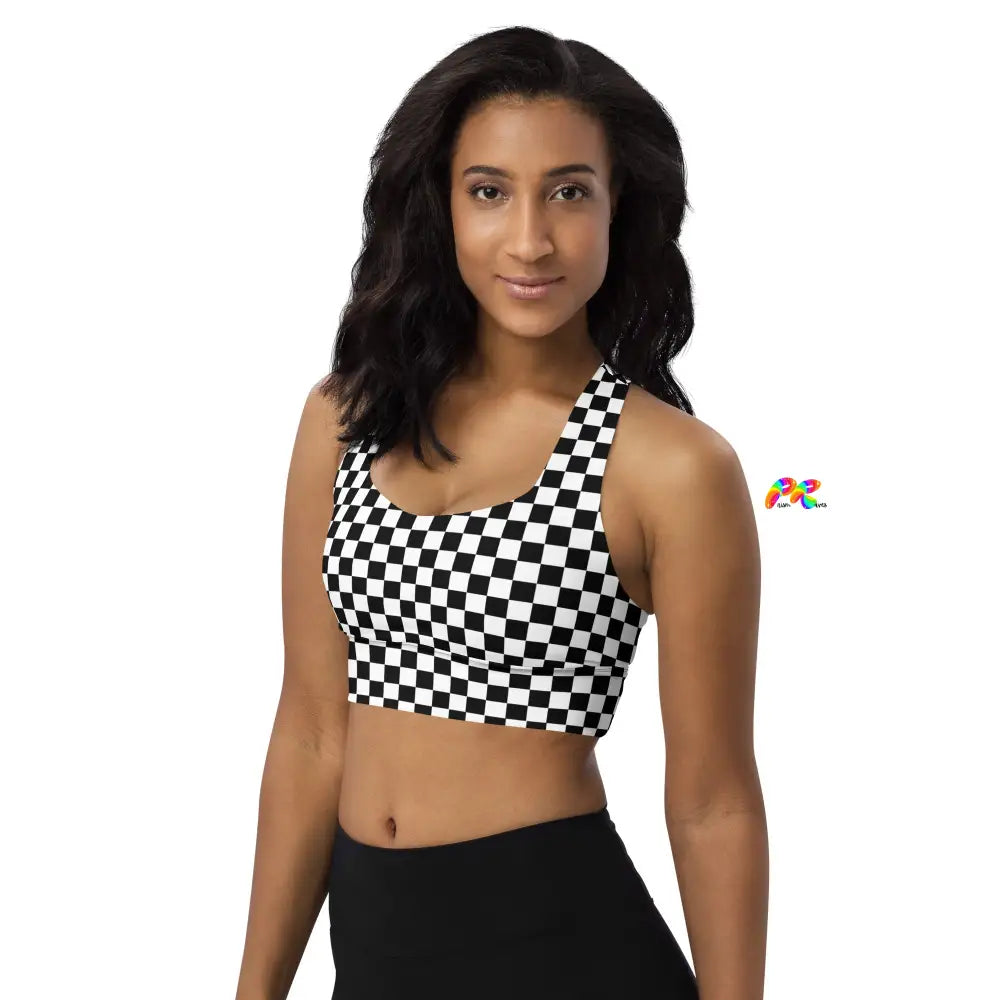 Checkered Longline Sports Bra