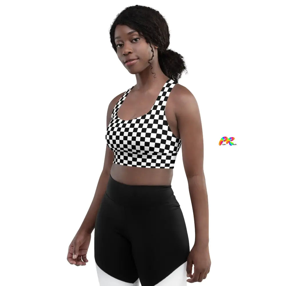 Checkered Longline Sports Bra