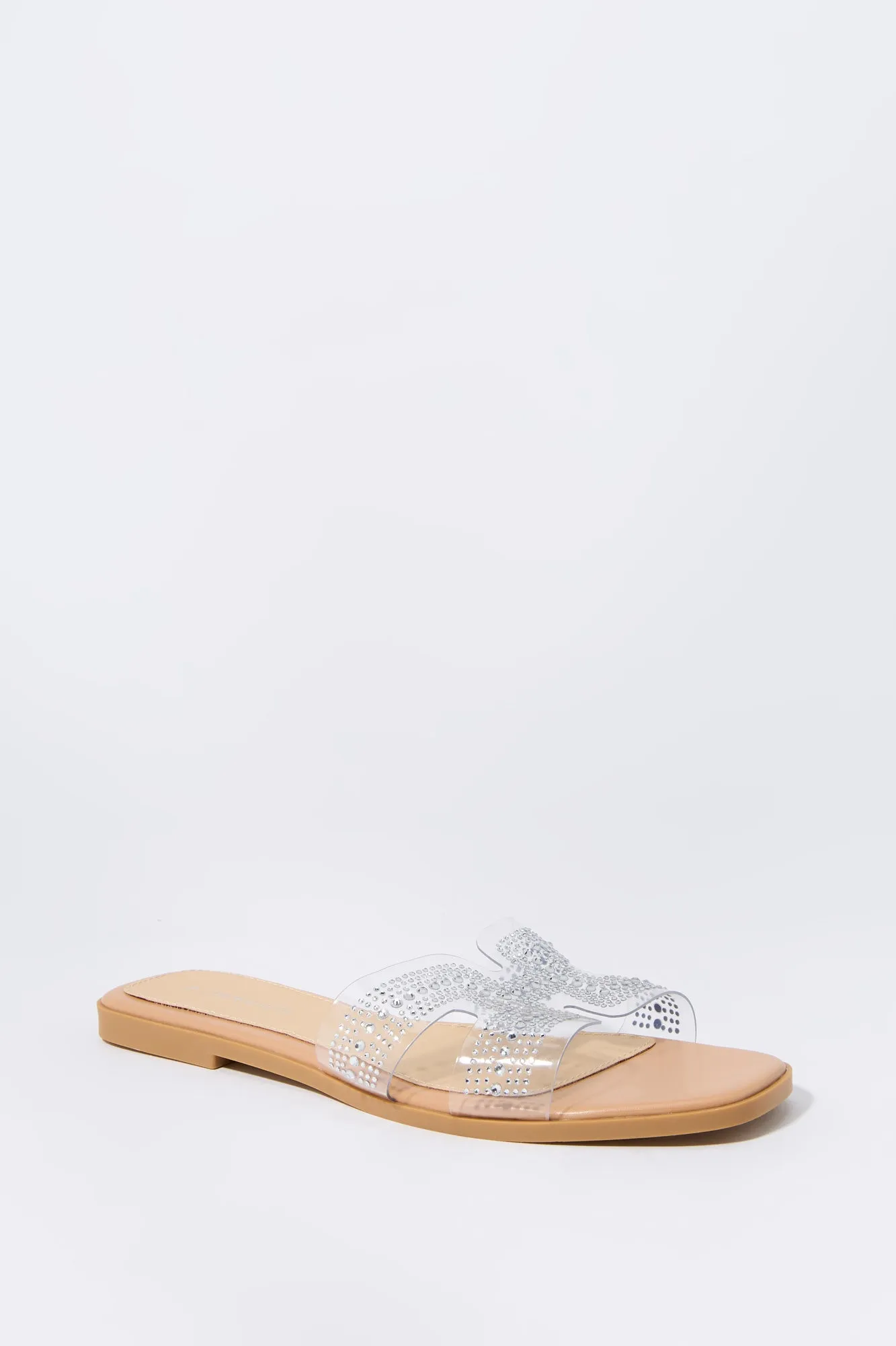 Clear Rhinestone Slide Sandal