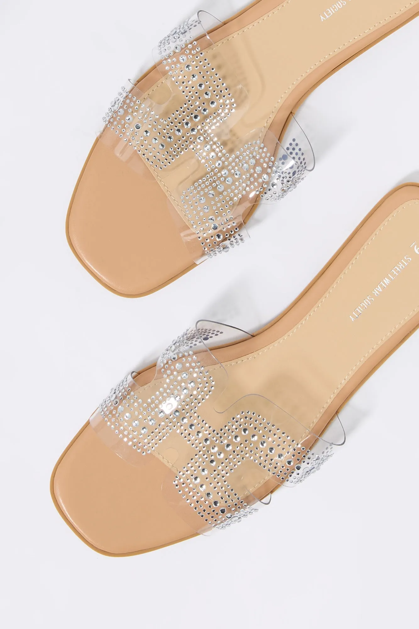 Clear Rhinestone Slide Sandal