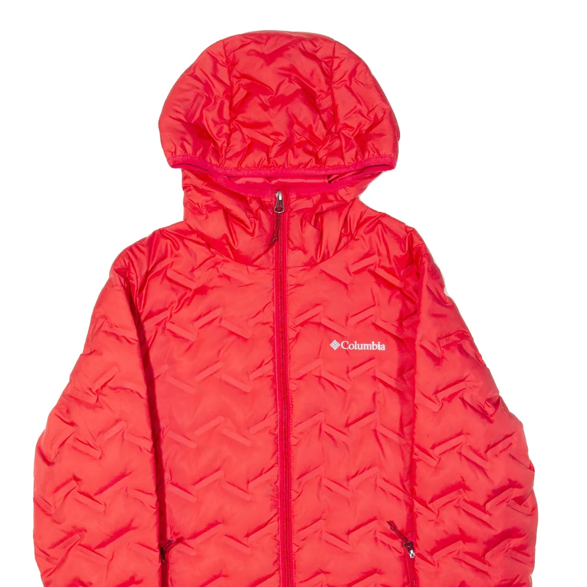 COLUMBIA Down Insulated Womens Puffer Jacket Red Hooded S