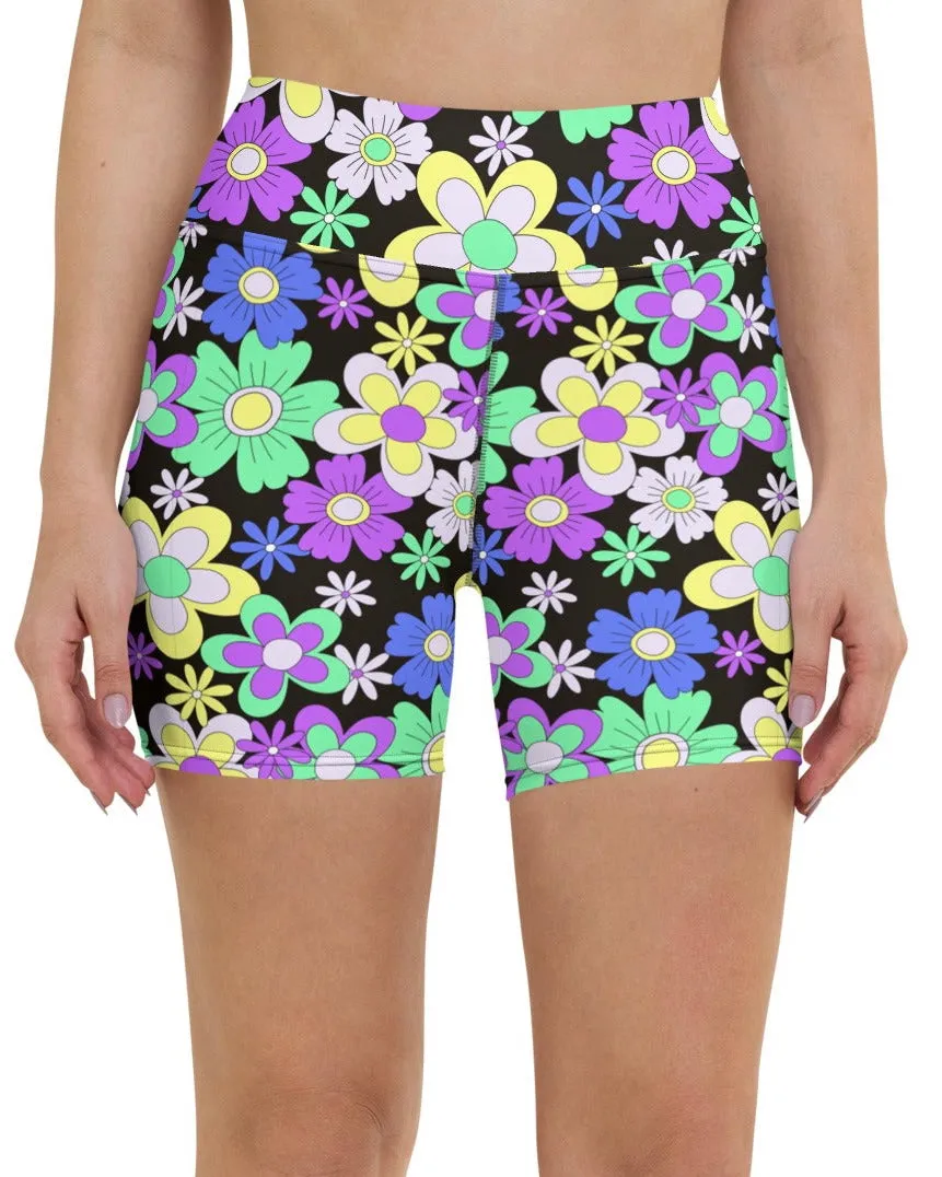 Crazy Daisy Yoga Shorts