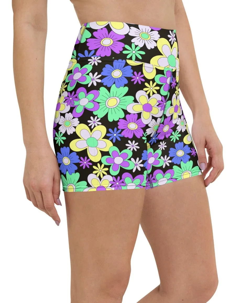 Crazy Daisy Yoga Shorts