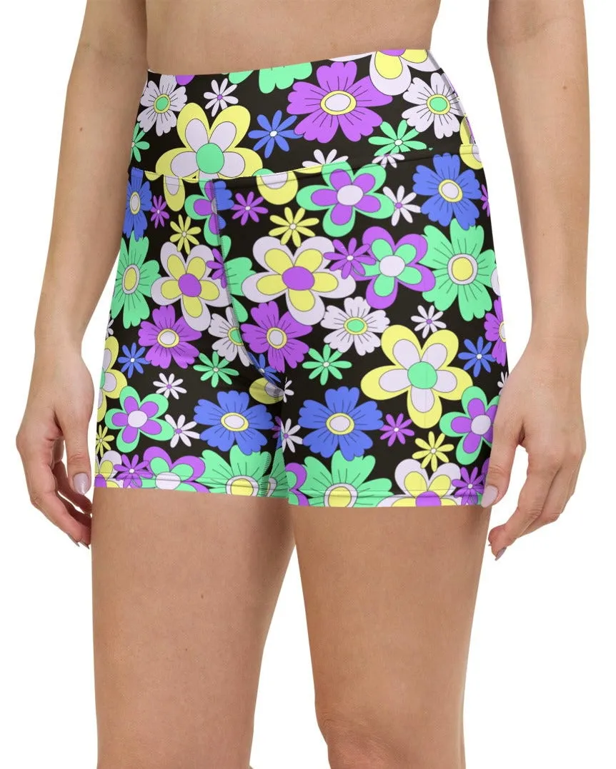 Crazy Daisy Yoga Shorts