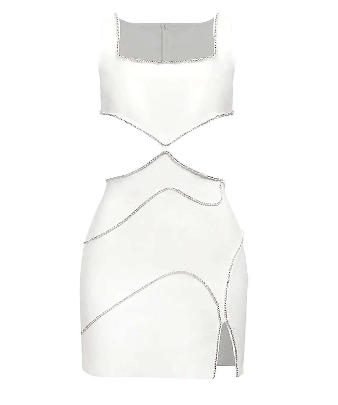 Cutout Bandage Mini Diamond Trim Dress