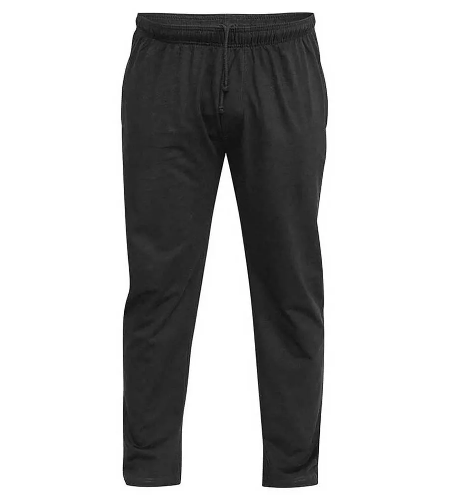 D555 Big Mens Black Lightweight Fleece Jogging Bottom With Open Hem(RORY BLACK)