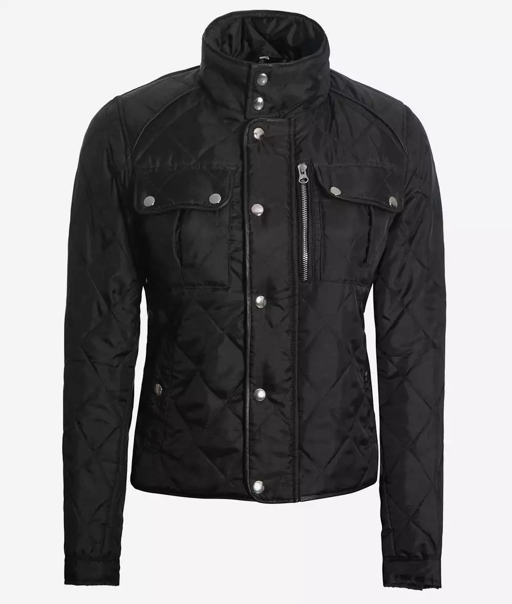 Delphia Black Quilted Polyester Jacket for Women (Limited Quantity)