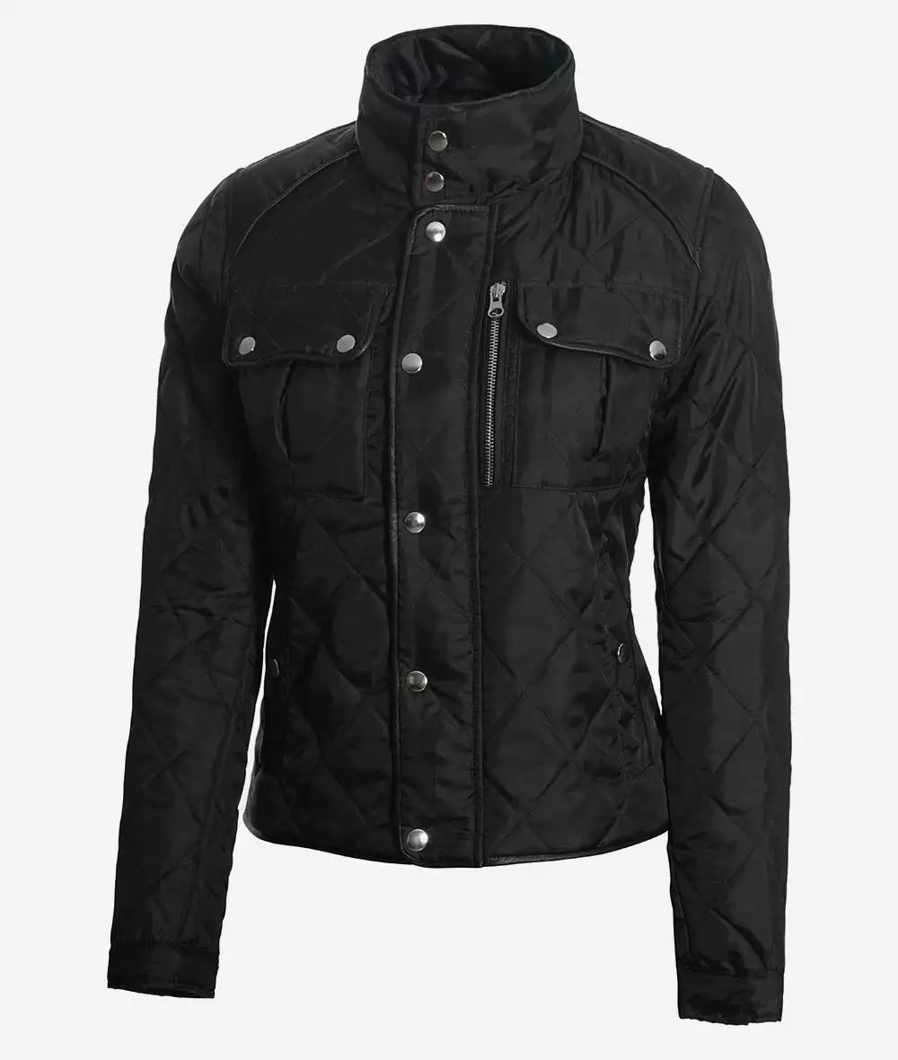 Delphia Black Quilted Polyester Jacket for Women (Limited Quantity)